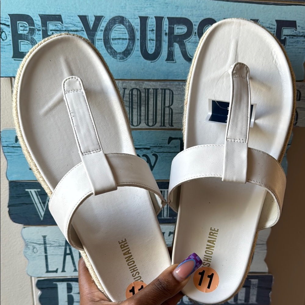 White Cushionaire Slide Sandals